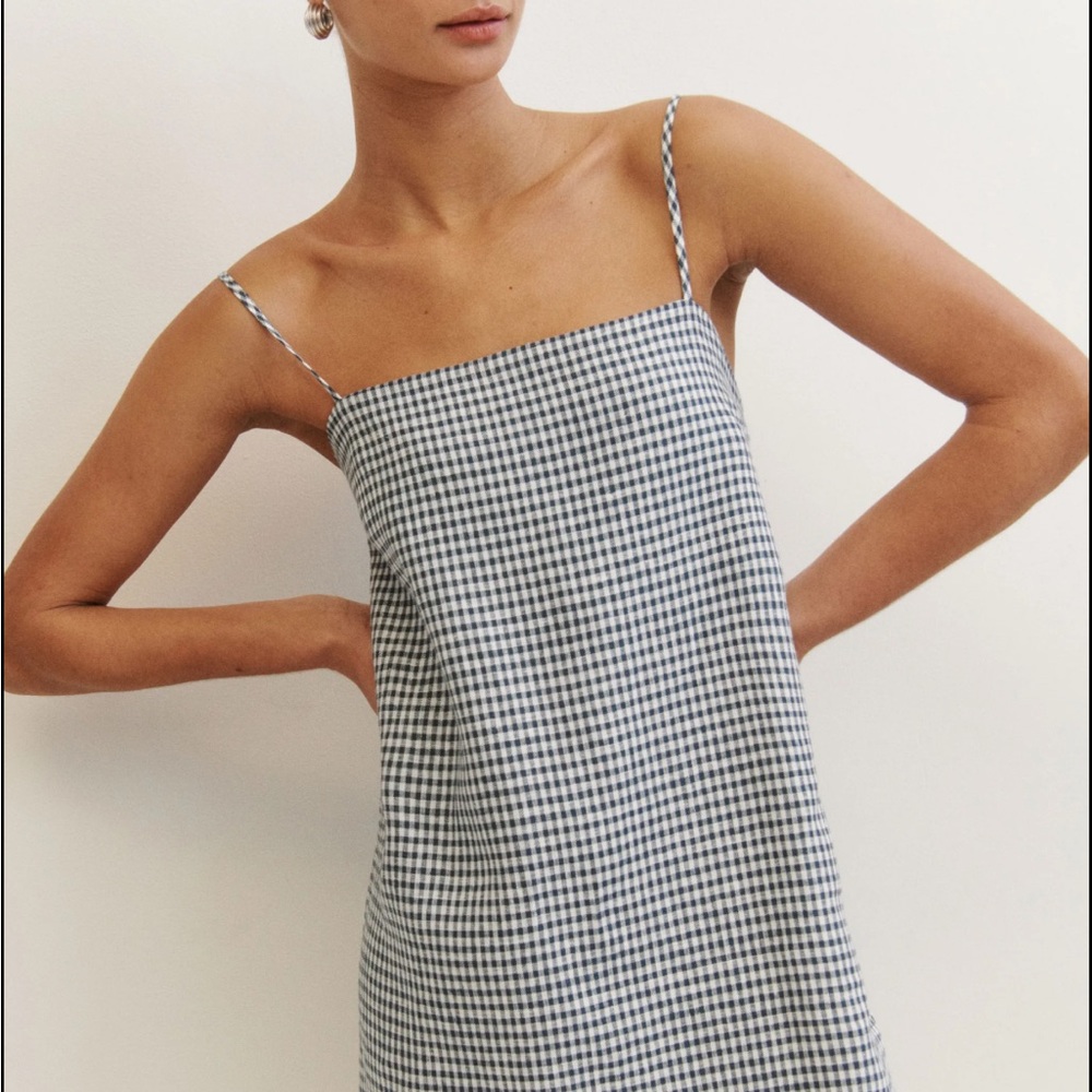 Reformation Checkered Spaghetti Strap Dress